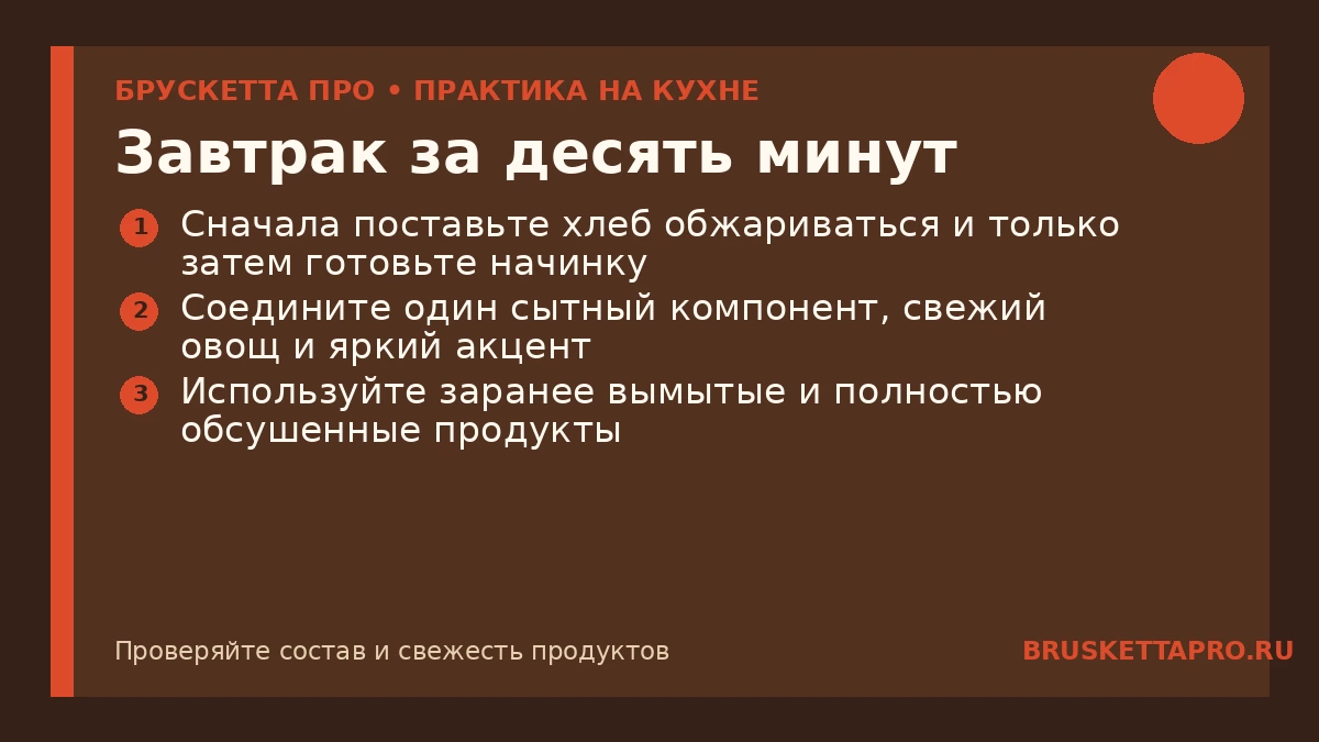 Завтрак за десять минут — инфографика БРУСКЕТТА ПРО