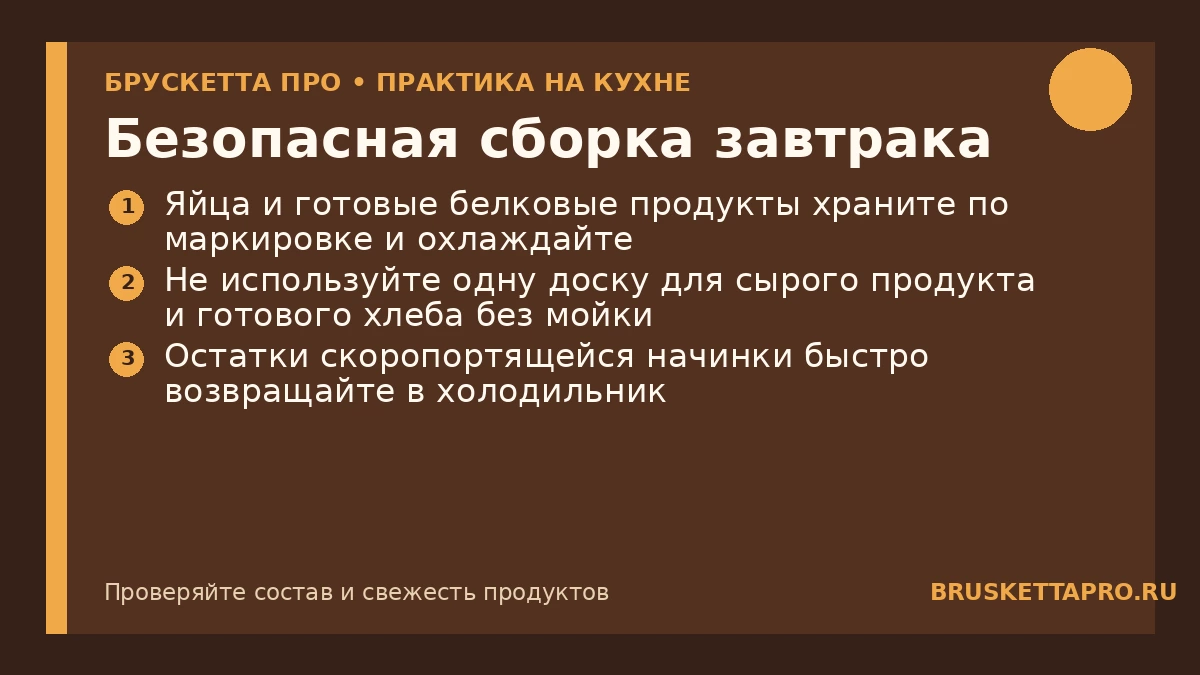 Безопасная сборка завтрака — инфографика БРУСКЕТТА ПРО